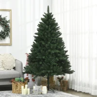 HOMCOM Brad de Crăciun artificial 180cm, cu 800 de ramuri și bază din metal, verde(m-10)