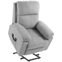 HOMCOM Fauteuil releveur électrique massant et dossier inclinable avec repose-pied télécommandes revêtement imitation lin gris(m-11)