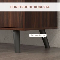 HOMCOM Bufet Modern din Lemn și PAL cu 2 Dulapuri și 3 Sertare, 127x40x76 cm, Maro și Negru(m-6)