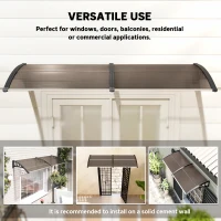 Outsunny 75 x 195 cm Curved Door Window Awning Canopy, Polycarbonate Cover for Front Door and Outdoor Patio, UV Rain Snow Protection Shelter, Brown(m-6)