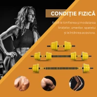 Homcom Set 2 în 1 gantere si haltere modulare 20 kg(m-5)