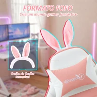 Vinsetto Cadeira Gaming Giratória de Couro PU com Altura Ajustável Inclinável 135° Apoio para a Cabeça 65x63x136-142 cm Rosa e Preto(m-5)