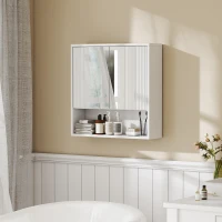 HOMCOM Armadietto Bagno Parete, Mobiletto Ante Soft-close, Ripiano Regolabile(m-10)