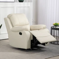 HOMCOM Relaxsessel, verstellbare Lehne & Fußstütze, drehbar, bis 150 kg, Stahlrahmen, 93x100x98cm, Cremeweiß(m-10)