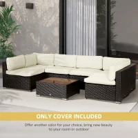 Outsunny Replacement Cushion Covers for Garden Sofa Set, Garden Rattan Sofa Cushion Polyester Cover Replacement Outdoor - No Cushion Included, Cream(m-6)