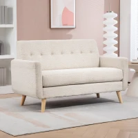 HOMCOM Zweisitzer-Sofa, komfortabel, 134x71x82 cm, Beige(m-10)
