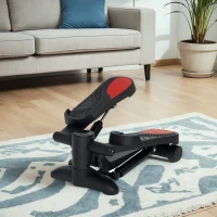 SPORTNOW Mini-Stepper, Kompaktes Stepper-Gerät für Workout, Fitness-Stepper mit LCD-Monitor und rutschfesten Pedalen, Schwarz(m-10)