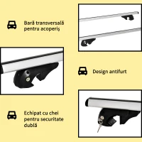 HOMCOM Bare transversale auto 135 cm, portbagaj blocabil cu 2 chei, compatibile cu șine laterale de 120 cm, argintie(m-7)