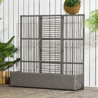 Outsunny Blumenkasten mit Spalier, wetterfest, Polyrattan, 103 x 29 x 103 cm, Grau(m-10)