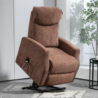 HOMCOM Poltrona Relax Alzapersona con 8 Punti Massaggio, Reclinazione a 135° e 2 Telecomandi, Marrone(m-10)