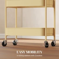 HOMCOM Three-Tier Steel Storage Trolley - Yellow(m-5)