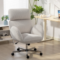 HOMCOM Silla de Oficina con Reposabrazos Respaldo Alto Reposacabezas Regulable Ruedas Altura Ajustable Giratoria Gris