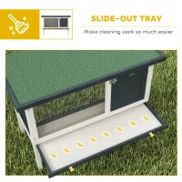 PawHut Wooden Rabbit Hutch Guinea Pig Hutch Bunny Cage Small Animal Habitat Openable Asphalt Roof for Outdoor Use 90 x 45 x 65 cm(m-6)