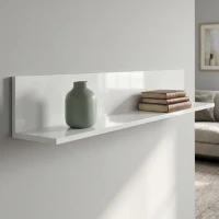 HOMCOM Mensola da Muro per Soggiorno e Camera da Letto, Spessore 1.5 cm, in Legno in Finitura Lucida, Bianco(m-8)
