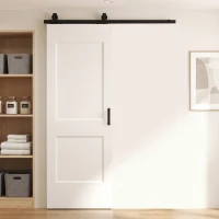 HOMCOM Porta Scorrevole Interna in Legno di Pino con Binario Silenzioso, Guida, Kit Ferramenta, Bianco(m-10)
