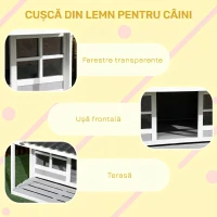PawHut Casuta Caini de Exterior – Lemn cu Veranda Rezistenta(m-5)