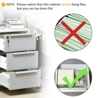 HOMCOM 3-Drawer Locking File Cabinet Mobile Chest of Drawers Side Table on Wheels for Home Office, Bedroom and Living room(m-9)