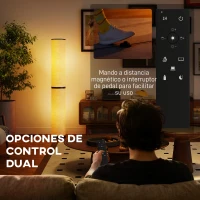 HOMCOM Lámpara de Pie Moderna Salón con Brillo Temperaturas de Color Ajustables Mando a Distancia Magnético Temporizador Beige(m-8)
