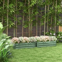 Outsunny Juego de 2 Jardineras Exterior Grandes de Acero Galvanizado Huertos Urbanos para Terraza Jardín 100x50x30 cm Verde(m-10)