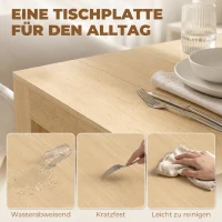 HOMCOM Masă de Dining Compactă pentru Bucătărie Economisește Spațiu, 240 x 90 x 78 cm, Lemn Deschis(m-7)