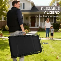 Outsunny Tumbona Plegable Ajustable de 4 Posiciones con Sistema de Cordones para Exterior Marco Acero 189x58x30 cm Negro(m-6)