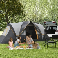 Outsunny Tienda de Acampada para 5-6 Personas Impermeable 3000mm+ con Bolsa de Transporte y Gancho 455x220x180 cm Gris(m-10)