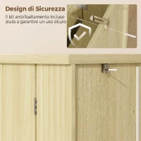 HOMCOM Dispensa 104 cm, 12 rastrelliere spezie, ripiani regolabili, legno naturale.(m-7)