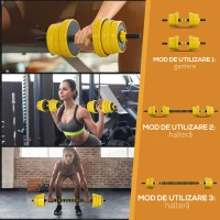 Homcom Set 2 în 1 gantere si haltere modulare 20 kg(m-4)