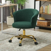Vinsetto Sedia da Ufficio Girevole in Velluto Teddy, Struttura Acciaio, Altezza Regolabile, Portata 120kg, Verde Scuro(m-10)