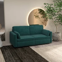 HOMCOM Canapea cu 3 Locuri din Catifea, cu Perne și Șezut Capitonat, 178x82x85cm, Verde Închis(m-13)