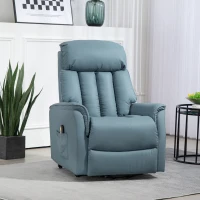 HOMCOM Fotoliu Relax Rabatabil Electric cu Funcție Alzător, Telecomandă și Suport pentru Picioare, 80x94x104cm, Albastru(m-10)