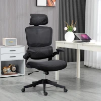 Vinsetto Scaun de Birou Reglabil pe Înălțime cu Funcție de Înclinare și Suport Lombar, 62x58x120-133 cm, Negru(m-10)