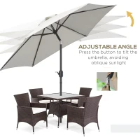 Outsunny 2.6M Garden Parasol Umbrella with Tilt and Crank, Outdoor Sun Parasol Sunshade Shelter with Aluminium Frame, Cream White(m-18)