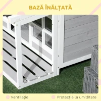 PawHut Casuta Caini de Exterior – Lemn cu Veranda Rezistenta(m-7)