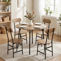 HOMCOM Set pranzo 5 pezzi: tavolo e 4 sedie, gambe metallo, finitura naturale.(m-10)