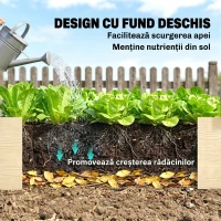 Outsunny Pat pentru Grădină Ridicat din Lemn de Brad cu Fund Deschis și 2 Secțiuni Separate, 244x61,5x27cm(m-5)