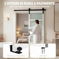 HOMCOM Porta Scorrevole Interno in Stile Rustico con Binario Silenzioso, Kit Ferramenta e Maniglia, Bianco(m-6)