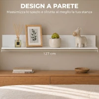 HOMCOM Mensola da Muro per Soggiorno e Camera da Letto, Spessore 1.5 cm, in Legno in Finitura Lucida, Bianco(m-5)