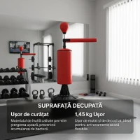 HOMCOM Sac de Box Reglabil pe Înălțime cu Punching Ball și Bază Umplibilă, 88x48x155-205 cm, Roșu și Negru(m-8)