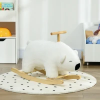 HOMCOM Ours à bascule pour enfant jeux jouet à bascule avec sons pour 3 - 6 ans socle en bois blanc(m-10)