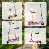 HOMCOM Foldable Powered Scooter with Adjustable Seat, Brake, Pink(m-9)
