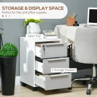 HOMCOM 3-Drawer Locking File Cabinet Mobile Chest of Drawers Side Table on Wheels for Home Office, Bedroom and Living room(m-4)
