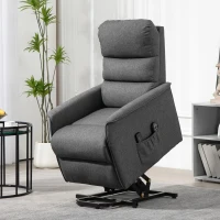 HOMCOM Poltrona Alzapersona Elettrica con 8 Punti Vibranti, 4 Modalità di Massaggio e Riscaldamento, Grigio(m-10)