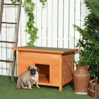 PawHut Wooden Dog House, Water-resistant Elevated Pet House with Open Top, 82W x 58D x 58H cm(m-13)