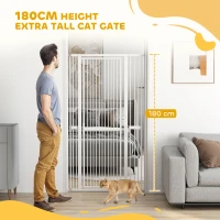 PawHut 180cm Extra Tall Pet Gate with 3.5 cm Narrow Gap, Pressure Mounted No Drilling Cat Gate for Doorways, 77-104cm Width(m-4)