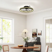 HOMCOM Deckenventilator mit Licht und Fernbedienung, 48 cm LED-Deckenventilator mit 3 Farbtemperaturen, 6 Geschwindigkeiten, Timer, Schwarz(m-10)