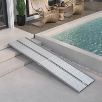 HOMCOM Rampa per Sedia a Rotelle e Scooter per Disabili Pieghevole e Antiscivolo in Alluminio, 305x73.5x5 cm, Argento(m-10)