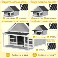 PawHut Casuta Caini de Exterior – Lemn cu Veranda Rezistenta(m-6)
