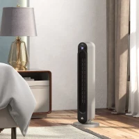 HOMCOM Incalzitor Electric Oscilant cu 3 Moduri de Incalzire, Incalzitor cu ventilator cu Temperatura Reglabila si Telecomanda, din ABS, Ø25x73.5 cm, Argintiu(m-10)
