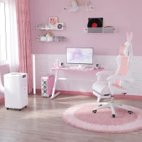 Vinsetto Cadeira Gaming Giratória de Couro PU com Altura Ajustável Inclinável 135° Apoio para a Cabeça 65x63x136-142 cm Rosa e Preto(m-10)
